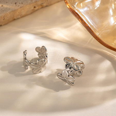 304 Stainless Steel Cuff Earrings for Women YW4360-2-1