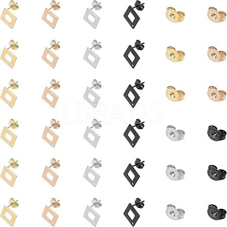 304 Stainless Steel Stud Earring Findings STAS-UN0015-34-1