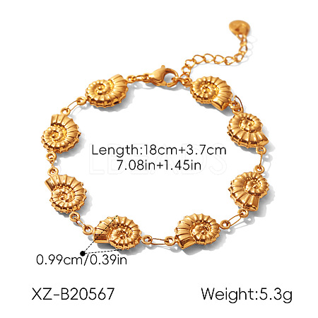 Ocean 304 Stainless Steel Conch Shell Link Chain Bracelets WGDAF23-02-1