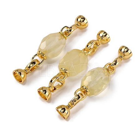Rack Plating Brass and Citrine Flod Over Clasps KK-B103-05G-02-1
