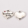 Wedding Party Supply Antique Silver Alloy Rhinestone Heart Carved Word Brother of Bride Wedding Family Charms X-TIBEP-N005-27C-1