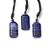 Natural Lapis Lazuli Rectangle Pendant Necklace with Nylon Cord for Women NJEW-C001-01B-01-1