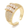Rack Plating Brass Pave Clear Cubic Zirconia Open Cuff Rings RJEW-M172-06G-1