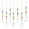 7Pcs 7 Style Transparent Glass Pendant Decorations HJEW-GA0001-44-1