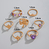 7Pcs Alloy Rhinestone Plain Band Rings PW-WGC2D76-01-4