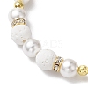 7Pcs 7 Colors Round Synthetic Lava Rock & Shell Pearl Beaded Stretch Bracelet Sets BJEW-JB10377-5