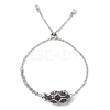 Natural Mixed Gemstone Bullet Link Slider Bracelets BJEW-JB09901-2