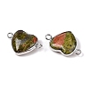 Natural Unakite Love Heart Pendants G-T138-205L-P-2