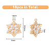 SUPERFINDINGS 10Pcs Brass Micro Pave Clear Cubic Zirconia Pendants ZIRC-FH0001-39-2