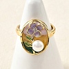 Brass Enamel Cuff Rings RJEW-K291-03G-03-3