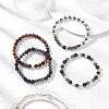 4Pcs Natural & Synthetic Mixed Gemstone Round Beads Stretch Bracelets for Women BJEW-JB12556-2