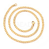 Men's Vacuum Plating 201 Stainless Steel Cuban Chain Necklace NJEW-R257-001A-G-1
