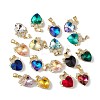 Real 18K Gold Plated Rack Plating Brass Micro Pave Clear Cubic Zirconia Pendants KK-C015-08G-1