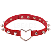 Adjustable Adjustable Gothic PU Leather Alloy Spike Rivet Heart Choker Necklaces for Women NJEW-WH20816-006P-C-1
