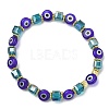 5Pcs 5 Style Natural Lapis Lazuli & Lampwork Evil Eye & Seed Beaded Stretch Bracelets Set BJEW-JB09616-01-3