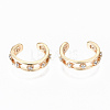 Brass Micro Pave Clear Cubic Zirconia Cuff Earrings X-KK-S356-152G-NF-1