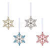 4Pcs 4 Colors Snowflake Alloy Pendant Decorations HJEW-FH0001-84-1