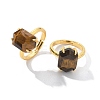 Hexagon Natural Tiger Eye Finger Rings RJEW-B113-02G-05-2