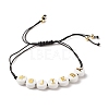 Acrylic Flat Round with Letters Braided Bead Bracelet for Women BJEW-JB07571-02-1
