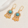 Bohemian Vintage Alloy Synthetic Turquoise Hoop Earrings CX1929-1