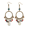 1 Pair Natural Shell & Synthetic Turquoise Chandelier Earrings EJEW-FI0001-84-1