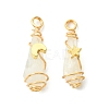 2Pcs Electroplated Natural Quartz Crystal Dyed Copper Wire Wrapped Pendants PALLOY-JF03163-01-1