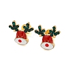 Christmas Alloy Emerald Rhinestone Stud Earrings for Women EJEW-M256-01C-G-1