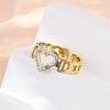 304 Stainless Steel with Rhinestone Adjustable Cuff Rings RJEW-Q020-16G-5