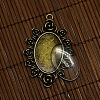 20x30mm Transparent Glass Cabochon Covers and Oval with Flower Zinc Alloy Pendant Cabochon Settings DIY-X0157-AB-NR-3