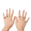 30Pcs 6 Colors Round Glass Seed Beaded Finger Rings RJEW-SZ0001-01-4