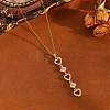 Brass Pave Clear Cubic Zirconia Heart Tassel Long Pendant 304 Stainless Steel Cable Chain Necklaces for Women WGA7C59-03-1