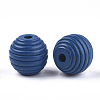 Painted Natural Wood Beehive Beads WOOD-S049-04B-02-2