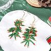304 Stainless Steel Glass Seed Beads Christmas Tree Dangle Earrings EJEW-MZ00485-1