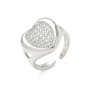 Brass Micro Pave Cubic Zirconia Cuff Open Rings for Women CU-CBA760A-13C-P-4