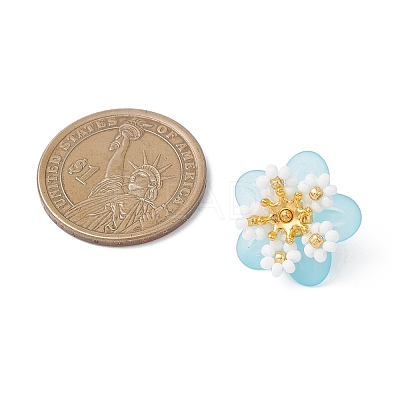 7Pcs Glass Seed Beaded Flower Pendants PALLOY-MZ01128-1
