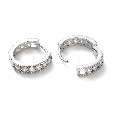 Brass Micro Pave Clear Cubic Zirconia Hoop Earrings EJEW-C121-07P-1