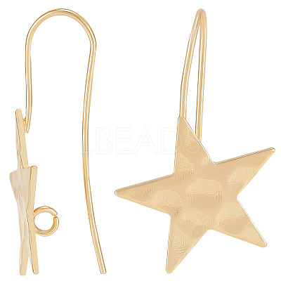 20Pcs Brass Star Earring Hooks KK-BBC0004-88-1