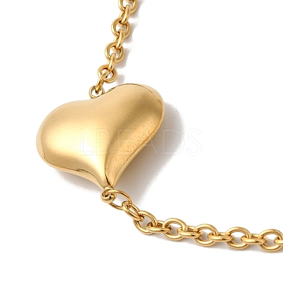 Stainless Steel Heart Link Chain Necklaces for Women NJEW-G145-01G-1