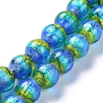 Handmade Silver Foil Lampwork Beads FOIL-K001-02A-10mm-1