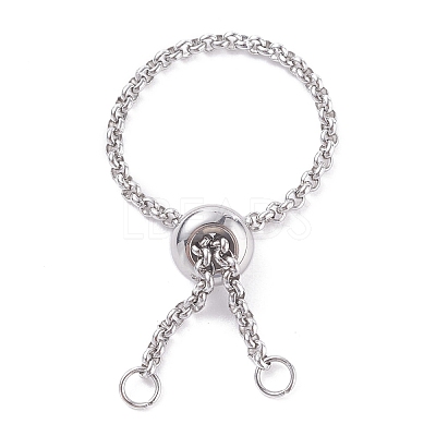 304 Stainless Steel Rolo Chains Slider Ring Findings RJEW-JR00443-1
