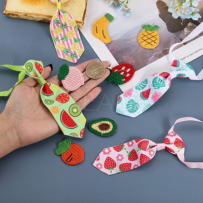 Fruit Theme Polyester Pet Ties & Crochet Appliques Sets AJEW-CA0003-85-1
