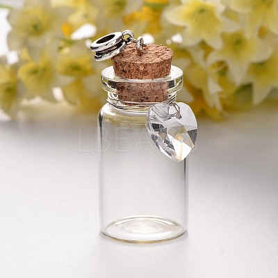 10Pcs 5 Styles Antique Silver Plated Alloy Glass Bottle European Dangle Charms PALLOY-JF00084-S-1
