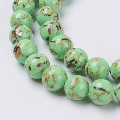 Sea Shell and Synthetic Turquoise Assembled Beads Strands G-G758-02-8mm-1