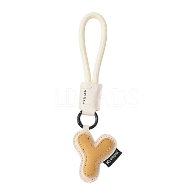 PU Leather Letter Pendant Decoration HJEW-YWC0002-001Y-1