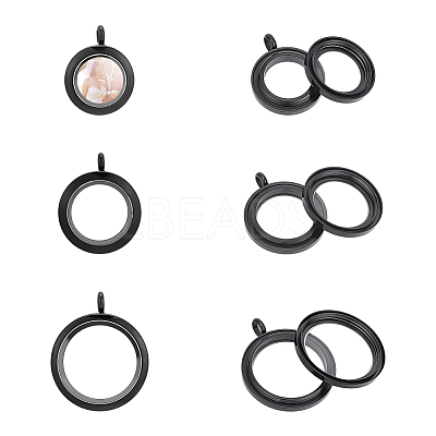 3Pcs 3 Style 304 Stainless Steel Locket Pendants FIND-UN0001-83EB-1
