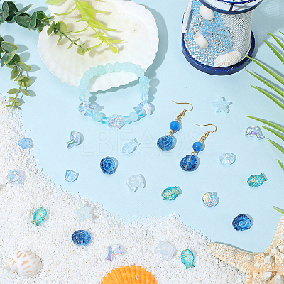 90Pcs 9 Styles Transparent Spray Painted Glass Beads GLAA-BM0001-02C-1
