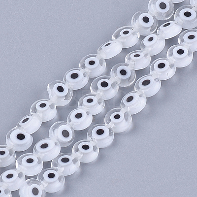 Handmade Evil Eye Lampwork Beads Strands X1-LAMP-S191-02A-10-1