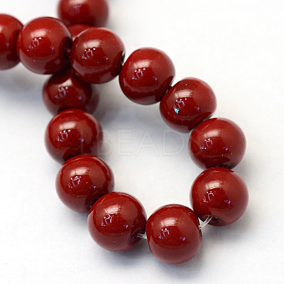 Baking Paint Pearlized Glass Pearl Round Bead Strands X-HY-Q003-6mm-35-1