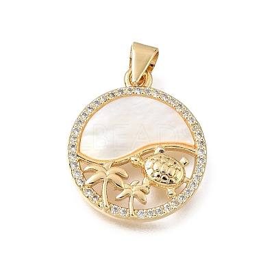 Brass Micro Pave Clear Cubic Zirconia Pendants CU-CBAF50C-11G-1