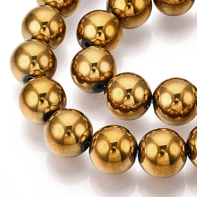 Non-magnetic Synthetic Hematite Beads Strands G-S096-10mm-2-1